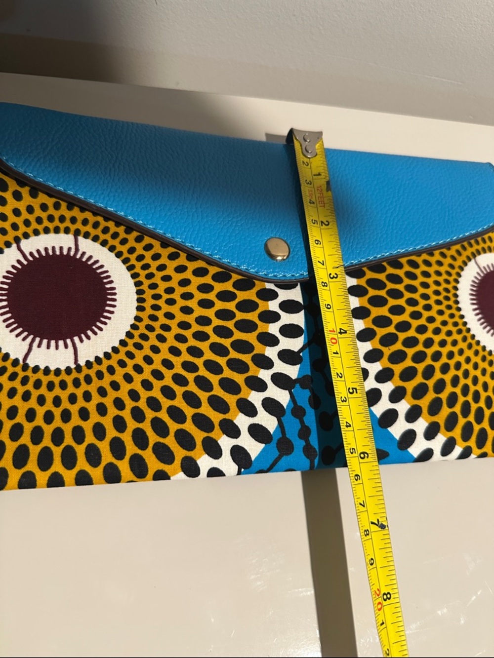 Blue and Yellow Ankara Patterned Envelope Clutch - Picture 5 of 5